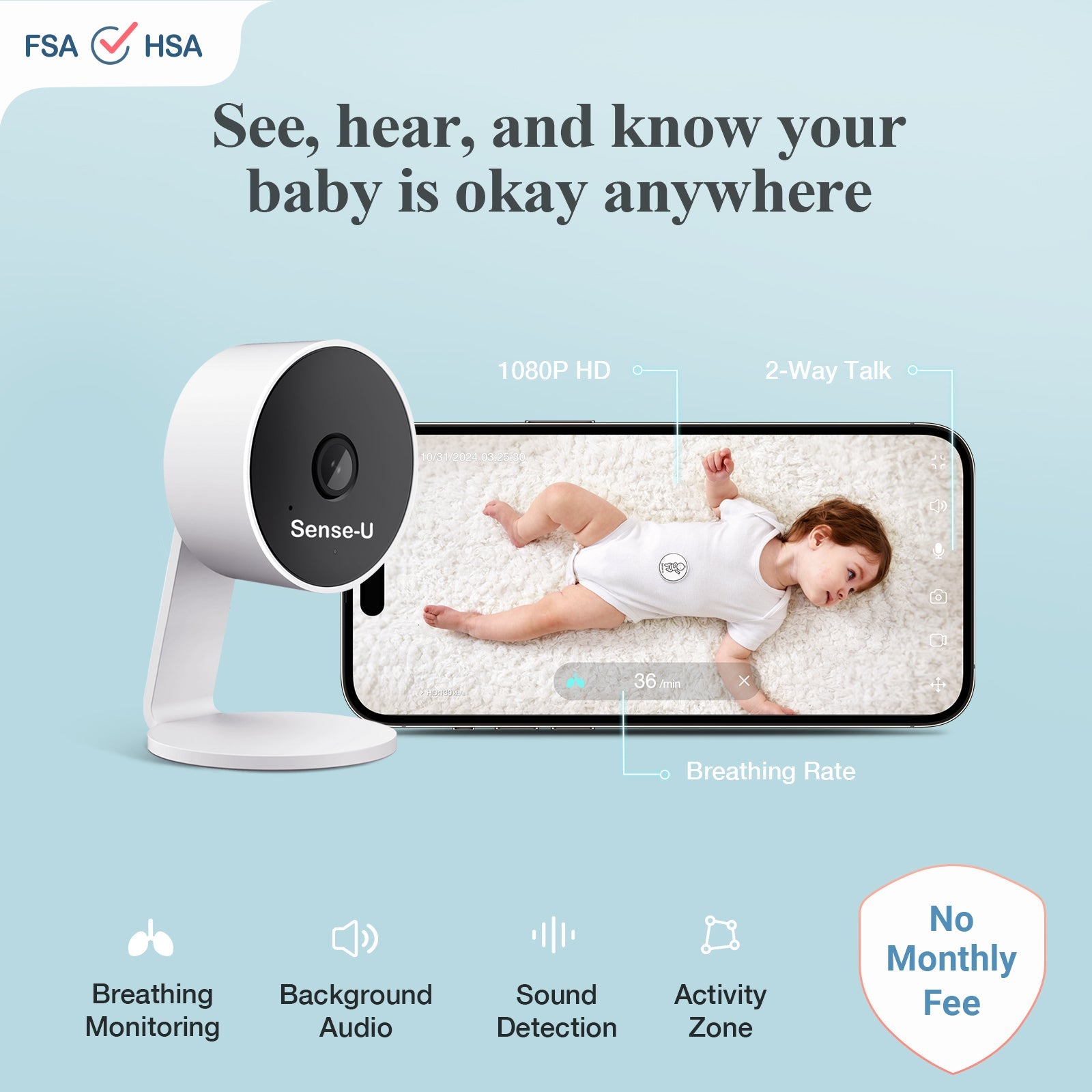 Sense-U AI Indoor Baby & Home Security Camera